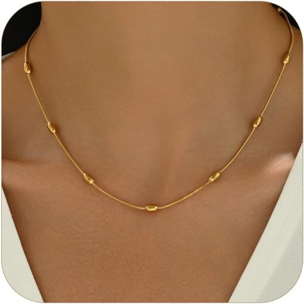 Minimalist Gold Chain Necklace for Women - 18K Plated Adjustable Layered Jewelry